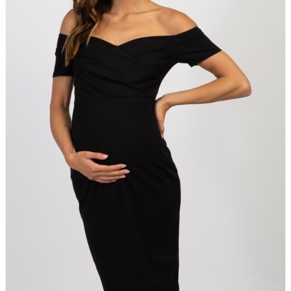 NWT- Pinkblush -Black off the shoulder maternity dress
